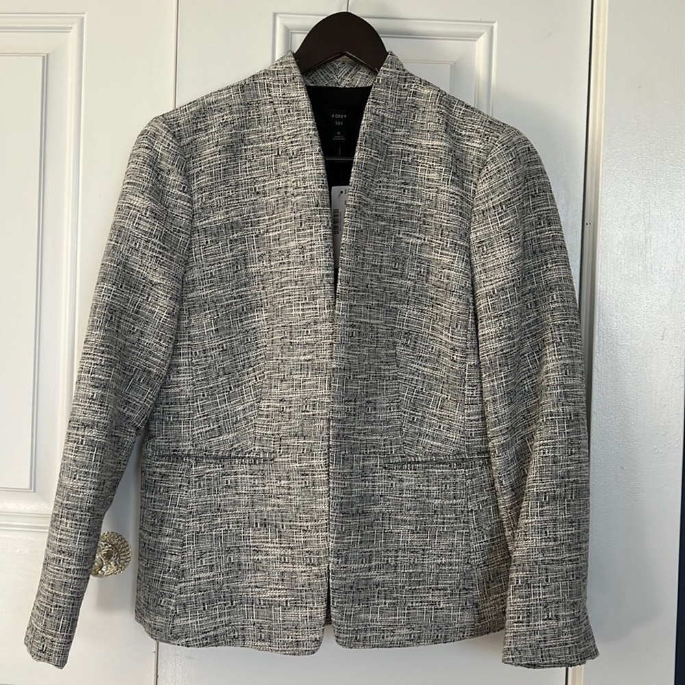 New JCrew Black & white tweed suit jacket